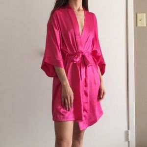 Victoria’s Secret Hot Pink Satin Robe